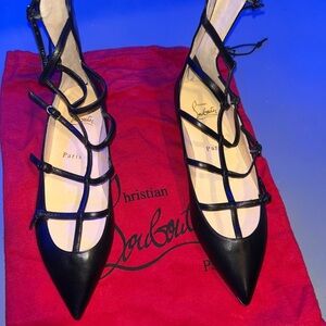 Christian Louboutin Black Strappy Flats